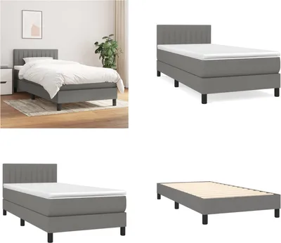 Produktbild von vidaXL Boxspringbett mit Matratze Dunkelgrau 90x190 cm Stoff - Boxspringbett - Boxspringbetten - Bett - Schlafzimmermöbel