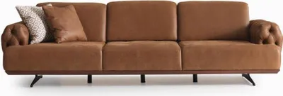 Zdjęcie produktu dla Sofa Chesterfield, 4-osobowa, luksusowa, tapicerowana, kolor brązowy