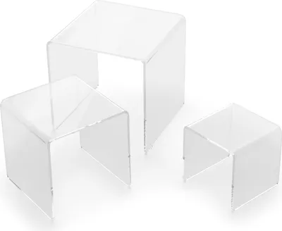 Produktbild von deflecto Podest quadratisch transparent 3er Set