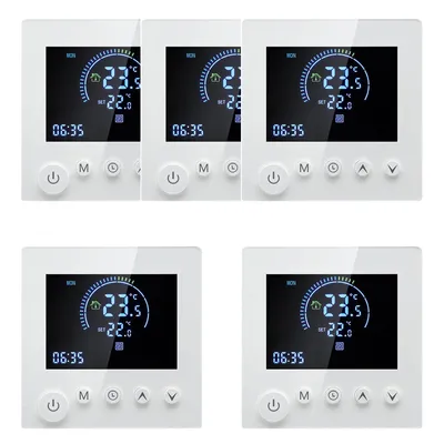 Obrázok produktu pre 5X Tuya Smart nástenný termostat, programovateľné diaľkové ovládanie, NTC senzor, digitálny izbový termostat s LCD displejom pre 16A elektrické vykurovanie Nástenný termostat pre skryté podlahové vykurovanie