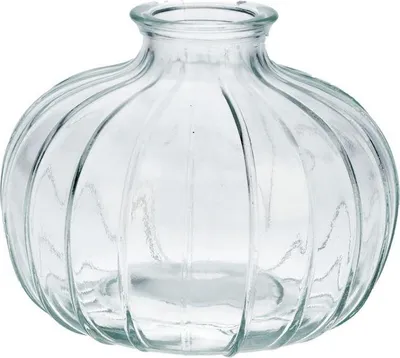 Produktbild von INNA-GLAS Dekoflasche ALFHARD mit Rillen, klar, 8,5cm, Ø10,5cm - Flasche aus Glas