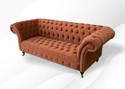 Produktbild von Chesterfield Braun Dreisitzer Stoff Wohnzimmer Design Polster Sofa Neu Textil