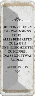 Image de vianmo Plaque en tôle 27x10 cm Einstein reinste Form Wahnsinns