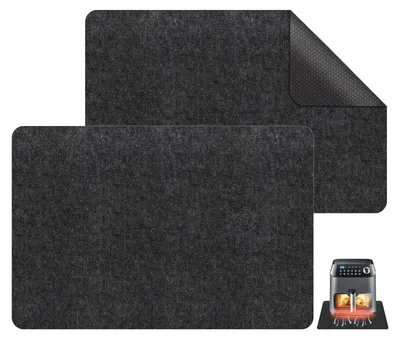 Produktbild von 2 Stück Hitzebeständige Unterlage, 44x30cm Filzmatte Mikrowellen, Arbeitsplatte Hitzeschutzmatte, Hitzebeständige Matte für Luftfritteuse, Anti-Rutsch Hitzeschutz für Heißluftfritteuse Kaffeemaschine