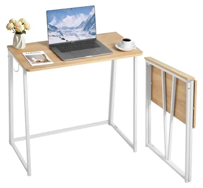 Image de Bureau rabattable en bois de chêne avec espace de rangement