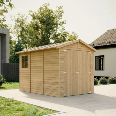 Obrázok produktu pre Drevená garáž 6 m² − komora s oknami − V222xD320xŠ244 cm - TIMBELA M105