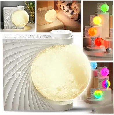 Immagine prodotto di Lampada da notte LED RGB con sveglia per bambini, con luna