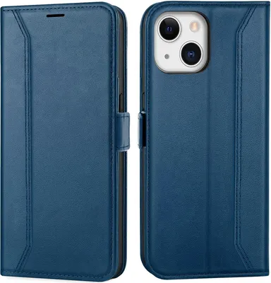 Produktbild von Conie RFID Klapp Tasche für iPhone 13 Kartenfach Hülle Rundumschutz in Blau
