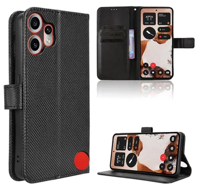 Immagine prodotto di Per Nothing CMF Phone 2 Pro Custodia in Pelle finta con design a struttura diamantata Book Wallet Nero