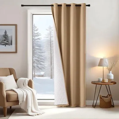 Obrázok produktu pre Izolačná záclona na ochranu pred chladom a vetrom – zatemňujúca – hnedá – 175 x 132 cm
