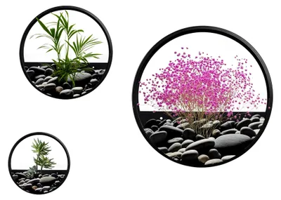 Produktbild von 3er-Set Blumentöpfe, Wand-Pflanzgefäß, Pflanzenbehälter für Sukkulenten, Kakteen, Wandvase für Garten, Wohnzimmer, Stahl, Schwarz