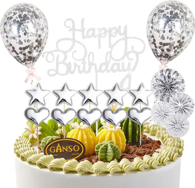 Produktbild von 17 Stück Happy Birthday Tortendeko, Silberhochzeit Geburtstagstorte Liebe Cake Topper Deko, Cupcake Tortenstecker Junge Mädchen für Geburtstag Party Kuchen