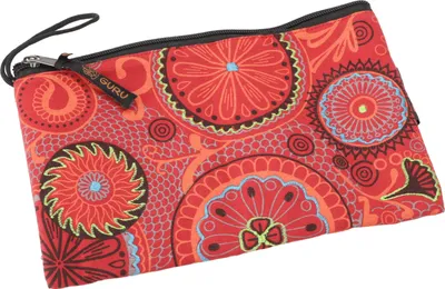 Produktbild von Boho Kosmetiktasche, Kramtäschchen aus Nepal - Rot, Uni - Erwachsene, Baumwolle, 15*23*3 cm, Kleine Taschen für Kosmetik, Schreibzeug, Mehr