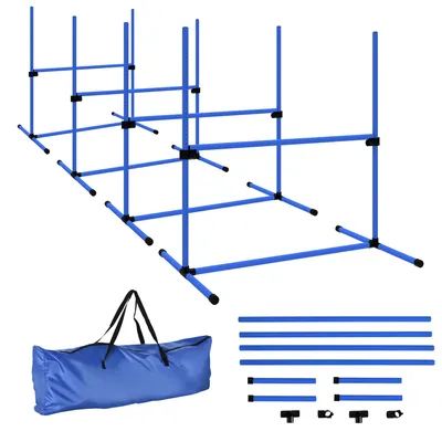 Produktbild von Agility Set Hunde 4-teiliges höhenverstellbar Agility-Ausrüstung Sprungstangen-Set Steckhürdenset mit 4 Hürden Tragetasche Koordinationstraining Sprungstangen-Set für Spiele Training