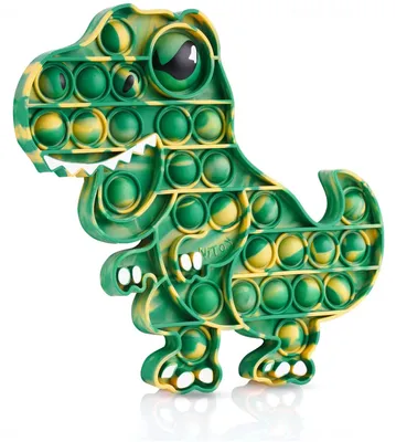 Produktbild von Sensorisches Spielzeug – Silikon – Grün und gelb – Mit Motiv eines T-Rex-Dinosauriers – Für Kinder und Erwachsene