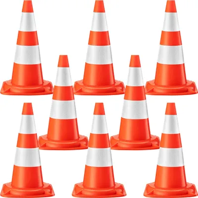 Obrázok produktu pre Wiltec dopravný kužeľ 50 cm vysoký, 8 kusov, smerový kužeľ na zabezpečenie, reflexný pylon, výstražný kužeľ z odolného PVC pre staveniská