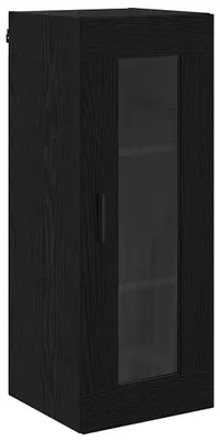 Image de Armoire murale moderne avec porte en verre et aspect chêne