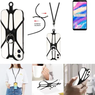 Produktbild von K-S-Trade 3in1 Handykette Handyband Handykordel Halsband Smartphone-Ring Handy-Ring kompatibel mit UMIDIGI A1 Pro Fingerhalterung Handyring