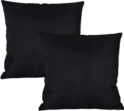 Produktbild von JACK 2er Set 50x50cm Outdoor Kissenhülle Kissenbezug Wasserfest Sitzkissen Lounge Kissen Garten Stuhl Lotus Effekt, Farbe:Schwarz