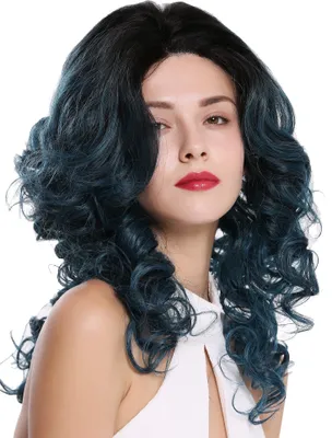 Produktbild von WIG ME UP Perücke Lace-Front Monofilament Locken Volumen Lang Schwarz Blau DW2610-MF-47-TT1B/DTEAL