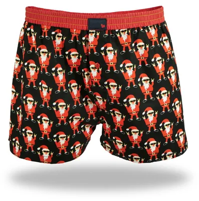 Produktbild von UnaBux Herren S Boxershort Weihnachtsmann Schwarz-Rot mit Allover-Print