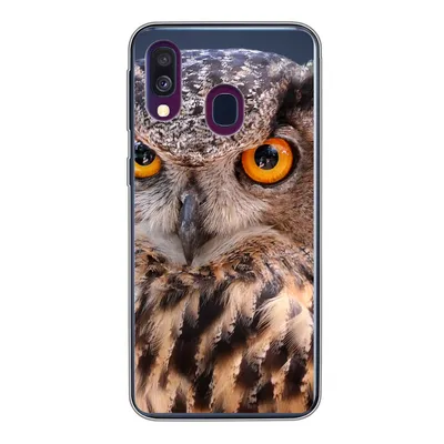Produktbild von MuchoWow® Handyhülle Schutzhülle Hülle für Samsung Galaxy A40 Eine Nahaufnahme einer braunen Eule Silikon Softcase Handy Hülle - Handy-Tasche