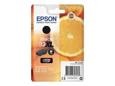 Produktbild von Epson Oranges Singlepack Black 33XL Claria Premium Ink, Hohe (XL-) Ausbeute, Schwarz, Tinte auf Pigmentbasis, 12,2 ml, 1 Stück(e)