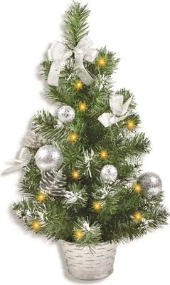 Produktbild von Geschmückter Weihnachtsbaum mit 20er LED Lichterkette - 50cm | 20258 - Silber