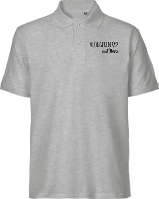 Produktbild von Huuraa Herren Polo Shirt Vloggerin mit Herz 3XL Sport Grey Bio Baumwolle Fairtrade Poloshirt Geschenkidee