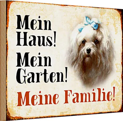 Produktbild von Holzschild Spruch Malteser 30x20cm mein Haus mein Garten Familie