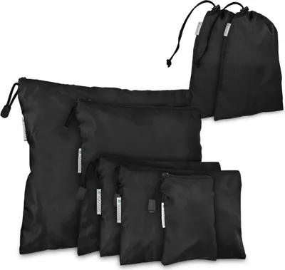 Produktbild von Navaris Koffer Packbeutel Set 7-teilig - 7x Schuhbeutel Wäschebeutel Reise Packtaschen - Rucksack Organizer Beutel - Stausack Reisebeutel Schwarz