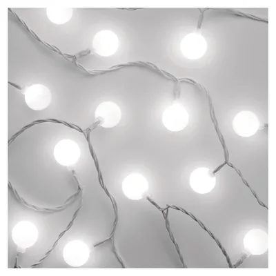 Zdjęcie produktu dla Łańcuch świetlny LED EMOS - kulki 2,5 cm, 4 m, do wnętrz i na zewnątrz, zimna biel, timer, D5AC01