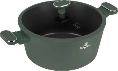 Obrázek produktu pro Hrnec s poklicí 28 cm, 6,1 l – Berlinger Haus Green Matte Collection BH 8202, zelený, s titanovým nepřilnavým povrchem, moderní design, kompatibilní se všemi varnými deskami