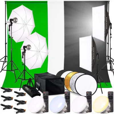 Zdjęcie produktu dla Zestaw fotostudia z zielonym ekranem i systemem tła