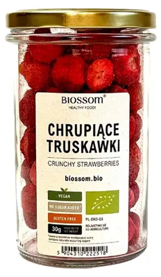TRUSKAWKI LIOFILIZOWANE CHRUPIĄCE BEZGLUTENOWE BIO 30 g - BIOSSOM