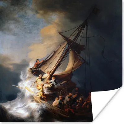 Obrázok produktu pre MuchoWow® Plagát - Búrka na Galilejskom mori - Rembrandt van Rijn - 30x30