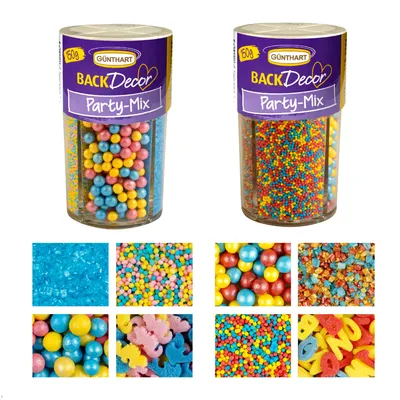Produktbild von BackDecor | 2 x Streusel Party Mix | Zuckerstreusel |  treusel Tortendeko | 2er Set (300 gr)