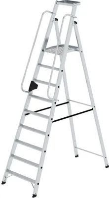 Produktbild von Plattformleiter | 9 Stufen | inkl. beidseitigem Handlauf | Aluminium | nivello® Leiterschuhe