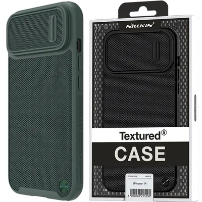 Zdjęcie produktu dla Nillkin Textured S Case Etui Iphone 14 Pro Max Pancerny Pokrowiec Z Osłoną Na Aparat Ciemnozielone