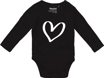 Produktbild von Huuraa Baby Body Herz Heart 68 Black  Baumwolle Fairtrade Langarmbody Geschenkidee