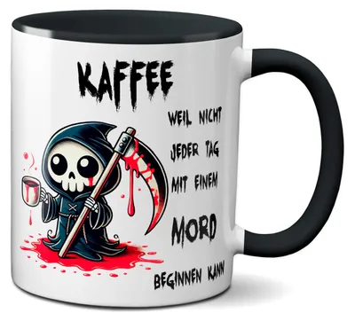 Produktbild von TassenKing Tasse Mord mit Spruch lustig Fun Horror Geschenk für Arbeit Kaffee Tee Becher Büro Kollegen Kollegin lustig Bürotasse Geschenk Geburtstag Spruch verrückt