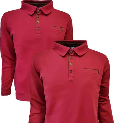 Immagine prodotto di Polo a maniche lunghe in cotone da uomo Polo da uomo Polo rossa XXL