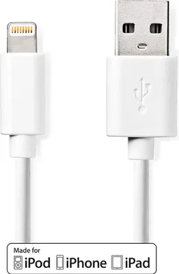 Obrázek produktu pro Lightning kabel | USB 2.0 | Apple Lightning, 8pin | USB-A samec | 480 Mbps | Poniklovaný | 3,00 m | Kulatý | PVC | Bílá | Box