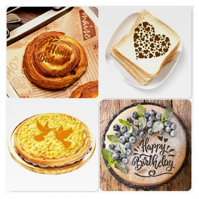Produktbild von 12 Stück Sauerteigbrot-Schablonen mit Mehlsieb, 12 Stile Backvorlagen für Brot, Kuchen, Plätzchen und Torten