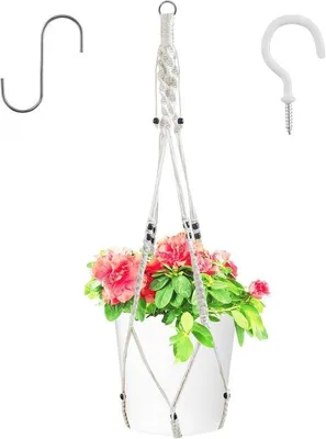 Produktbild von Boho-Pflanzenampel – Baumwollseil – Hängeleuchte für Innen- und Außenbereich – 85 cm
