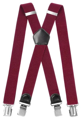 Productafbeelding van Heren Bretels met 4 Sterke Clips, X-Vorm, Verstelbaar voor Grote Maten, Rood