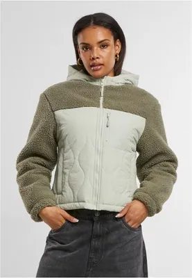 Zdjęcie produktu dla Urban Classics Kurtka damska Sherpa Crinkle Nylon Mix palegreen/stonegreen - S
