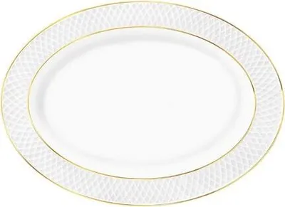 Produktbild von Wilmax Ovales Porzellan-Servierplatte mit Goldrand, 35 x 25 cm, WL-880102117/A
