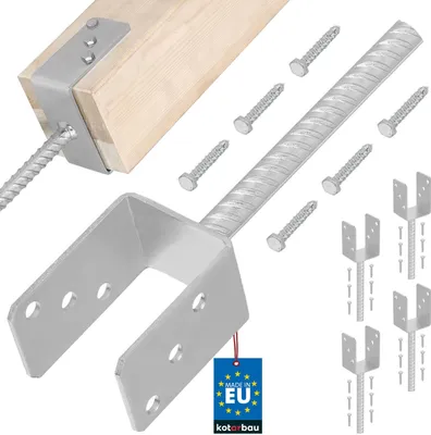 Immagine prodotto di KOTARBAU® 4 pz Supporto per Pali Acciaio Zincato 71 mm Argento Staffe per Pali in Legno Staffa Portapalo con Ancoraggio per Calcestruzzo Porta Palo