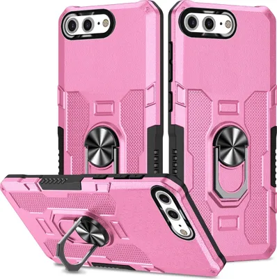 Produktbild von iPhone 8 Plus Hülle, Dual Layer Robuste Rüstung Ringhalter Ständer Schutzhülle für iPhone 8 Plus / 7 Plus / 6s Plus / 6 Plus Pink